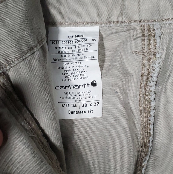 CARHARTT BEIGE TAN DUNGAREE FIT DENIM CASUAL RELAXED PANTS TROUSER - Picture 2 of 4